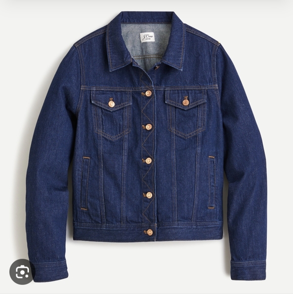 J. Crew Classic Denim Trucker Jacket Women S Indigo Blue Western Cowgirl Classic - Picture 1 of 11